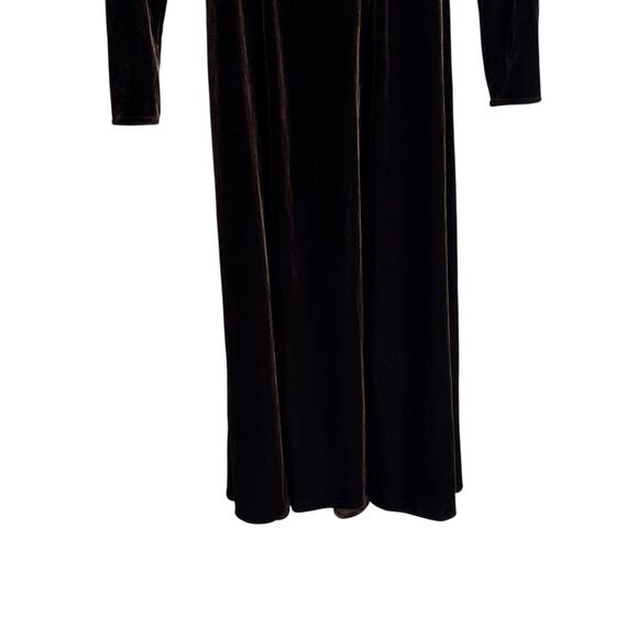 Rene Ruiz Brown Velvet Long Sleeve Cut Out Midi Cocktail Dress Size 0 - Picture 8 of 15